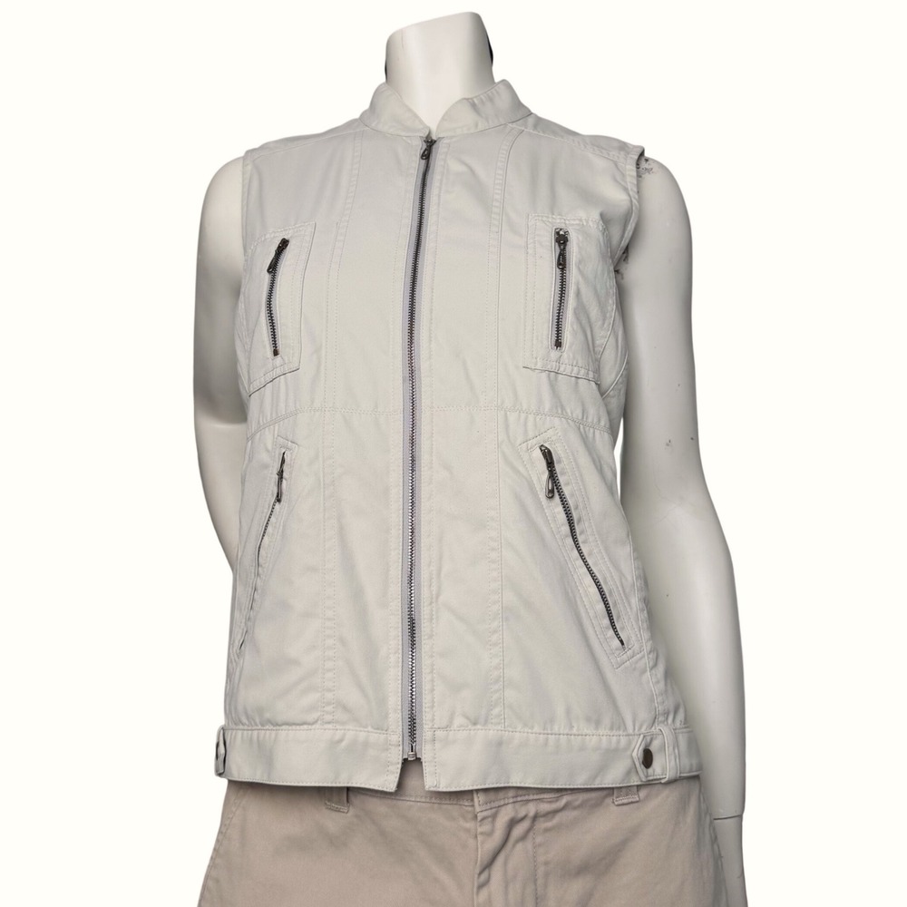 Tilley Utility Vest Multi Pocket Cream Gorpcore Safari Travel Made in Canada S